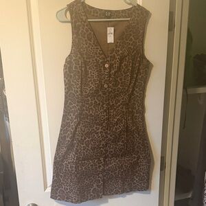 GAP Brown leopard Print Button-Front Dress-tall
